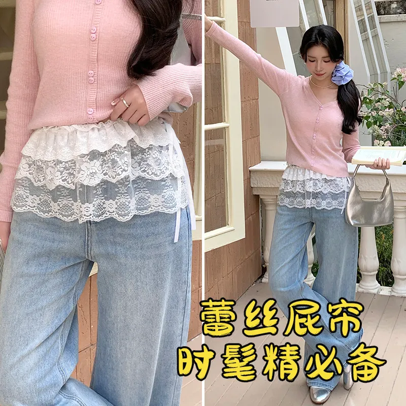 Women's Fashionable Lace Apron Skirt - Versatile Heavy-Duty Short Butt Curtain Hem, Sexy Half-Length Skirt for Stylish Women thumbnail 2