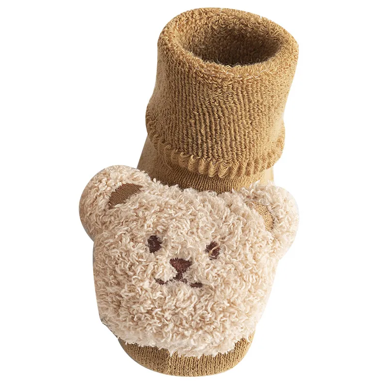 Newborn Baby Cotton Socks Shoes - Autumn Winter Terry Fleece Lined Thickened Warm Mid-Tube Toddler Floor Shoes and Socks for Infants thumbnail 5
