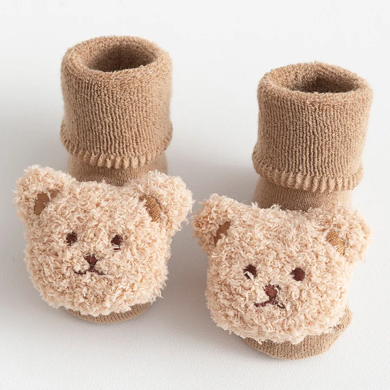 Newborn Baby Cotton Socks Shoes - Autumn Winter Terry Fleece Lined Thickened Warm Mid-Tube Toddler Floor Shoes and Socks for Infants thumbnail 7