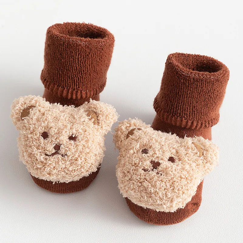 Newborn Baby Cotton Socks Shoes - Autumn Winter Terry Fleece Lined Thickened Warm Mid-Tube Toddler Floor Shoes and Socks for Infants thumbnail 6