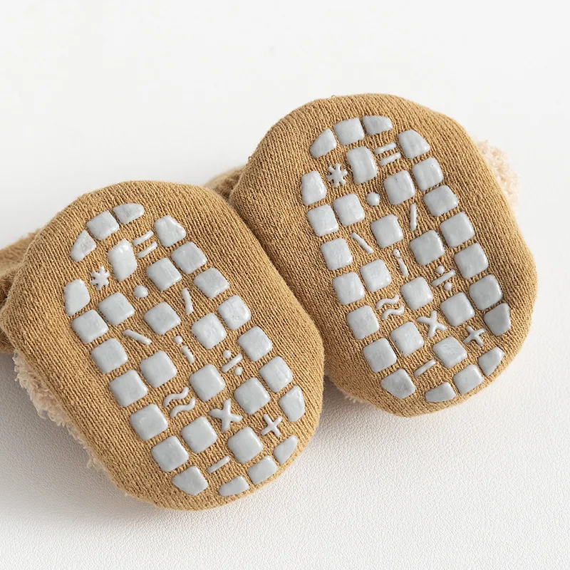 Newborn Baby Cotton Socks Shoes - Autumn Winter Terry Fleece Lined Thickened Warm Mid-Tube Toddler Floor Shoes and Socks for Infants thumbnail 4