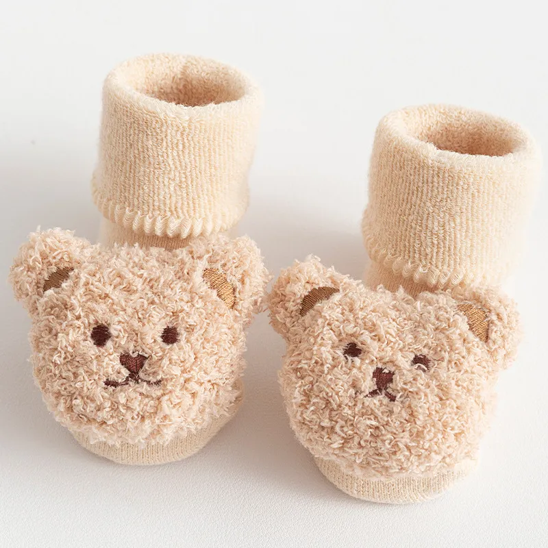 Newborn Baby Cotton Socks Shoes - Autumn Winter Terry Fleece Lined Thickened Warm Mid-Tube Toddler Floor Shoes and Socks for Infants thumbnail 8