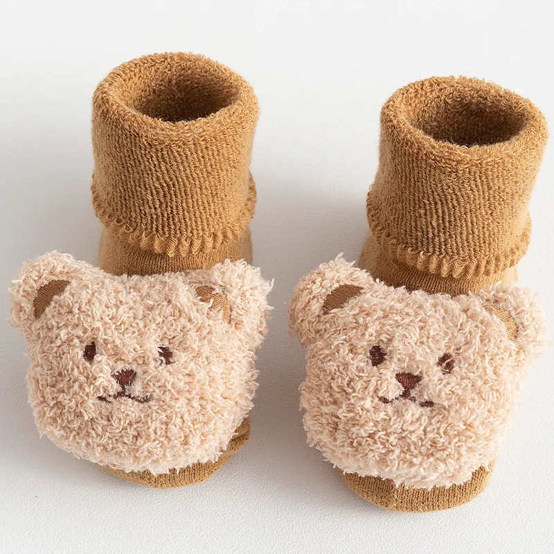Newborn Baby Cotton Socks Shoes - Autumn Winter Terry Fleece Lined Thickened Warm Mid-Tube Toddler Floor Shoes and Socks for Infants thumbnail 9