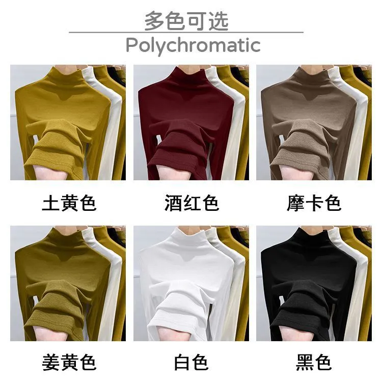 Women's Velvet Turtleneck Long Sleeve T-Shirt - Slim Fit Warm Base Layer Top for Spring, Autumn, Winter Fashion showcase 11
