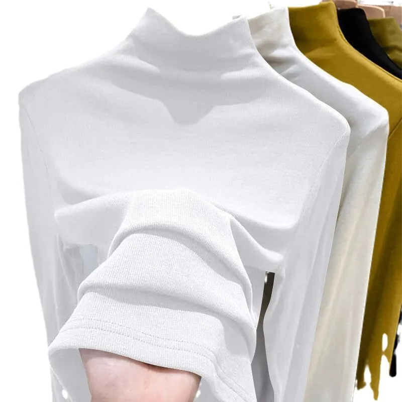 Women's Velvet Turtleneck Long Sleeve T-Shirt - Slim Fit Warm Base Layer Top for Spring, Autumn, Winter Fashion thumbnail 5