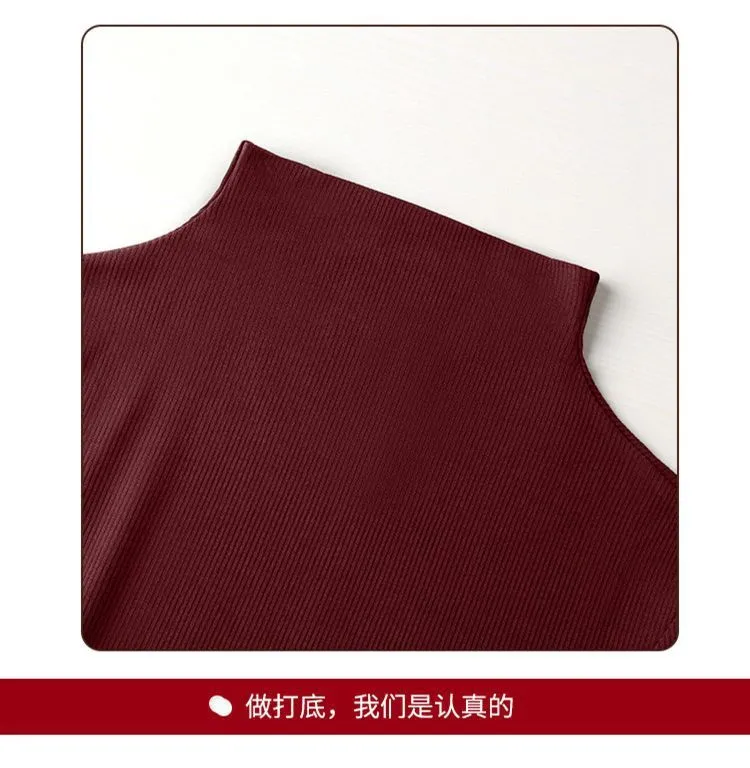 Women's Velvet Turtleneck Long Sleeve T-Shirt - Slim Fit Warm Base Layer Top for Spring, Autumn, Winter Fashion showcase 8