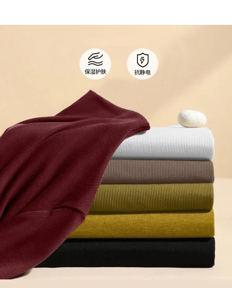 Women's Velvet Turtleneck Long Sleeve T-Shirt - Slim Fit Warm Base Layer Top for Spring, Autumn, Winter Fashion showcase 4