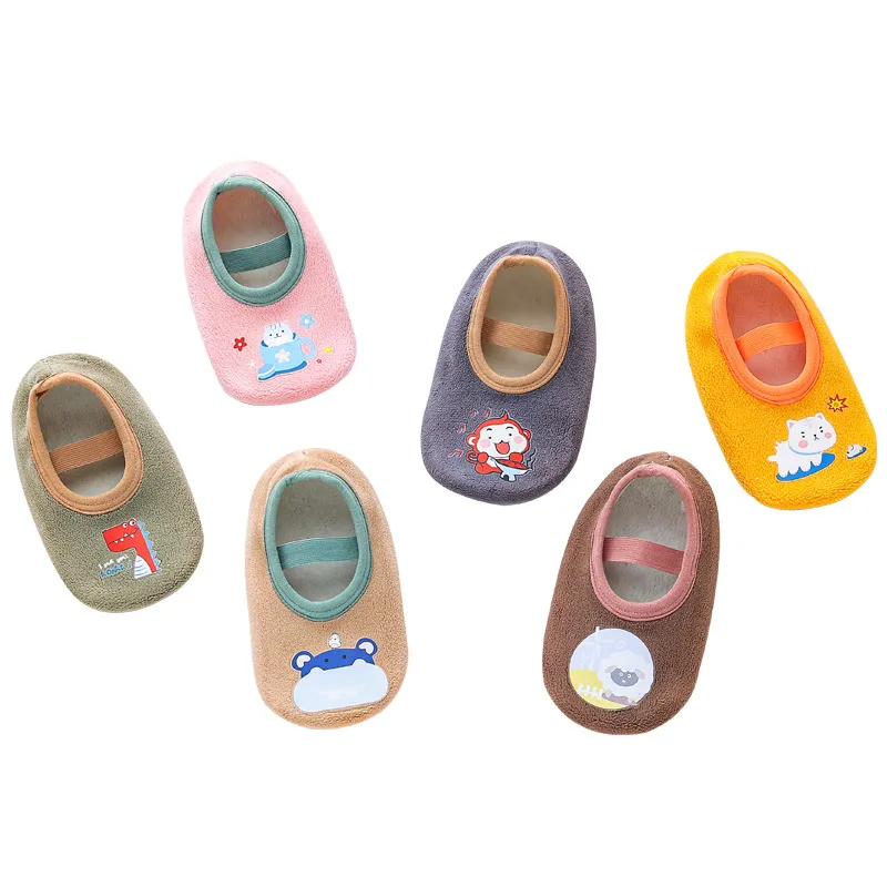 Baby Floor Socks with Fleece Lining - Toddler Anti-Slip Shoes for Autumn and Winter Indoor Use - Wholesale Available for Boys and Girls thumbnail 5