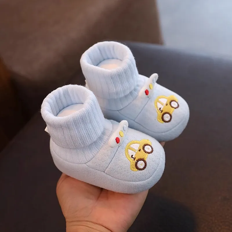 Baby First Walking Shoes Soft Sole Non-Slip Toddler Shoes 6-12 Months Cartoon Design Fabric Sole Front-Tie Floor Shoes for Infants thumbnail 10