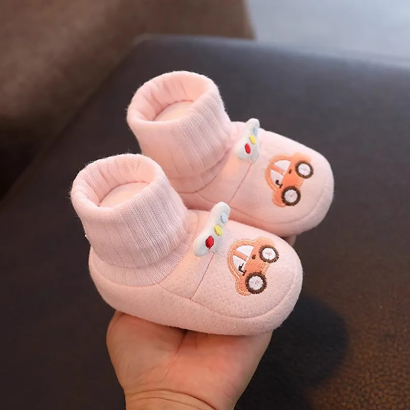Baby First Walking Shoes Soft Sole Non-Slip Toddler Shoes 6-12 Months Cartoon Design Fabric Sole Front-Tie Floor Shoes for Infants thumbnail 8