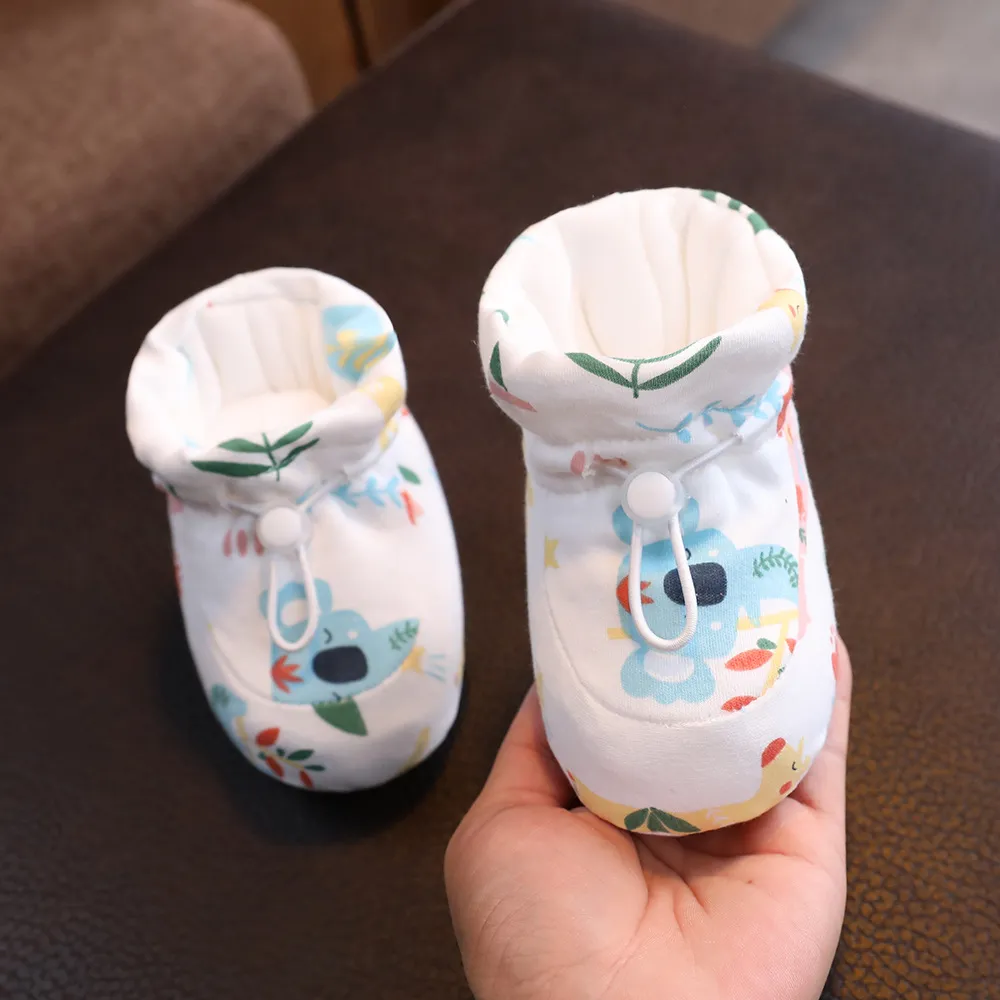 Baby First Walking Shoes Soft Sole Non-Slip Toddler Shoes 6-12 Months Cartoon Design Fabric Sole Front-Tie Floor Shoes for Infants thumbnail 7