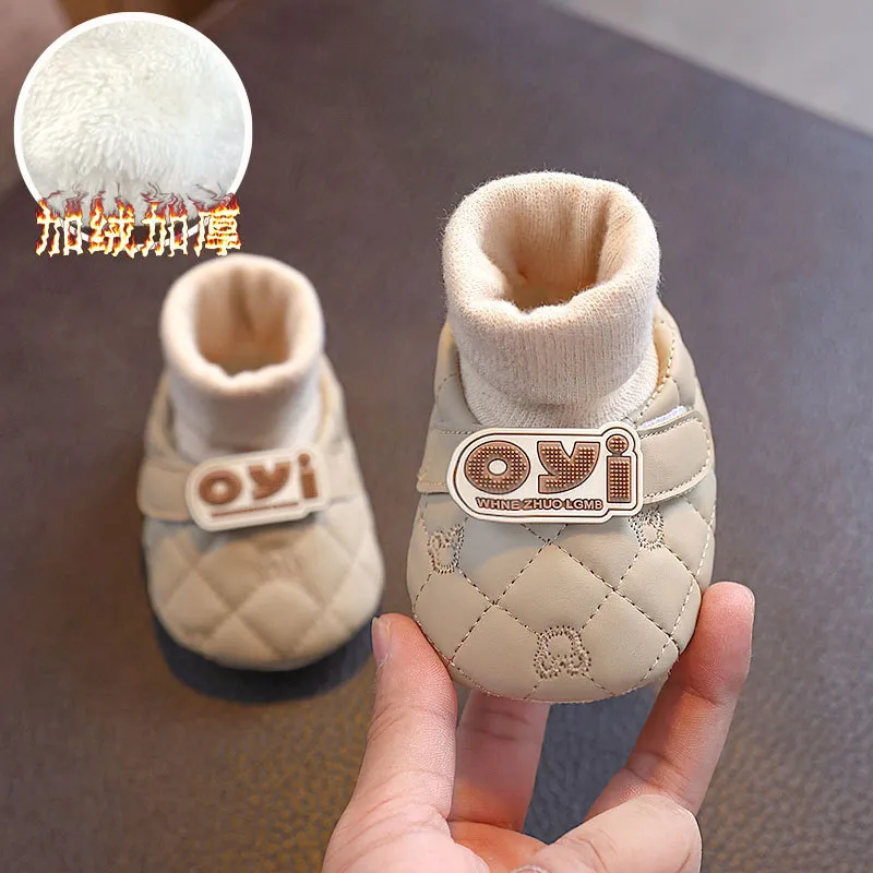 Baby First Walking Shoes Soft Sole Non-Slip Toddler Shoes 6-12 Months Cartoon Design Fabric Sole Front-Tie Floor Shoes for Infants thumbnail 9