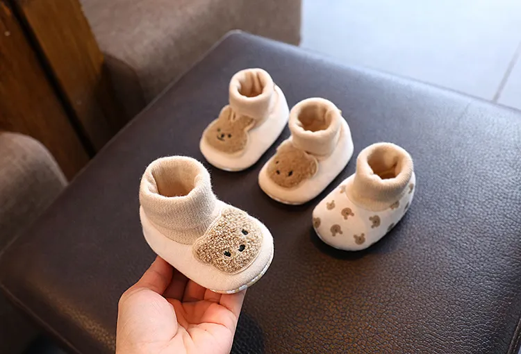 Baby First Walking Shoes Soft Sole Non-Slip Toddler Shoes 6-12 Months Cartoon Design Fabric Sole Front-Tie Floor Shoes for Infants showcase 1