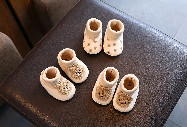 Baby First Walking Shoes Soft Sole Non-Slip Toddler Shoes 6-12 Months Cartoon Design Fabric Sole Front-Tie Floor Shoes for Infants showcase 3