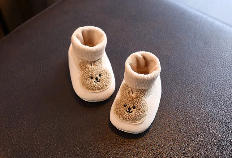 Baby First Walking Shoes Soft Sole Non-Slip Toddler Shoes 6-12 Months Cartoon Design Fabric Sole Front-Tie Floor Shoes for Infants showcase 12