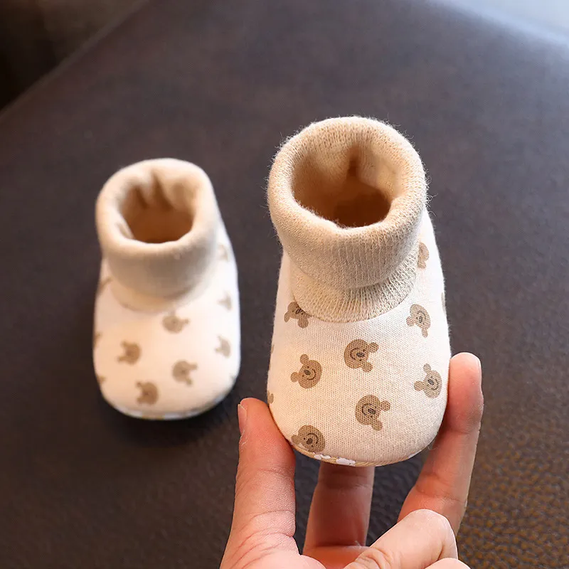 Baby First Walking Shoes Soft Sole Non-Slip Toddler Shoes 6-12 Months Cartoon Design Fabric Sole Front-Tie Floor Shoes for Infants thumbnail 6