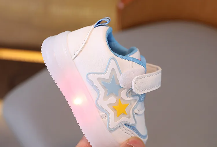 Toddler Light Up Shoes - Baby First Walking Sneakers - Soft Sole Non-Slip - Infant Boys Girls - Spring Autumn White Shoes - 0-2 Years showcase 3