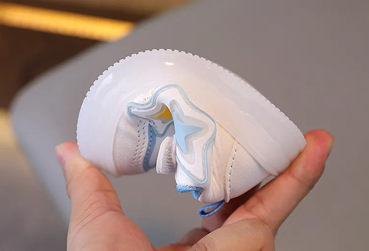 Toddler Light Up Shoes - Baby First Walking Sneakers - Soft Sole Non-Slip - Infant Boys Girls - Spring Autumn White Shoes - 0-2 Years showcase 4
