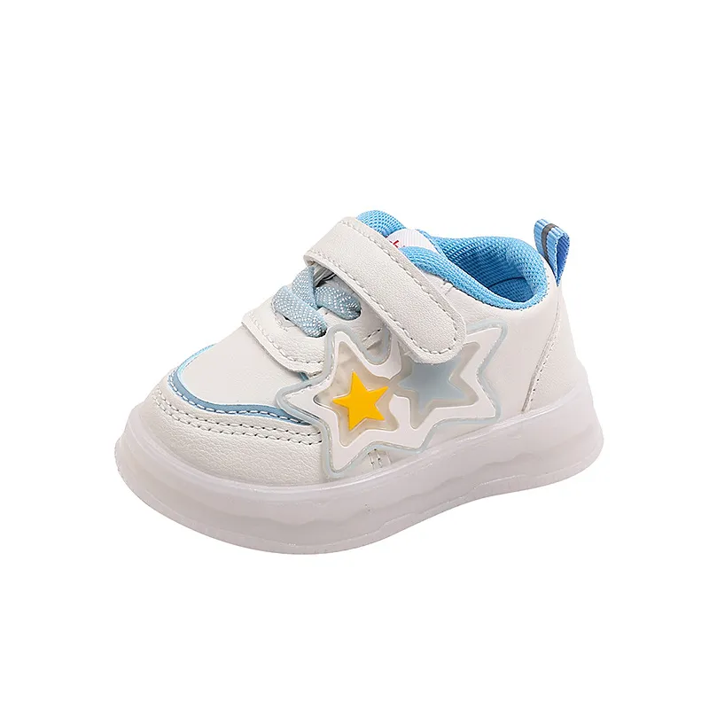 Toddler Light Up Shoes - Baby First Walking Sneakers - Soft Sole Non-Slip - Infant Boys Girls - Spring Autumn White Shoes - 0-2 Years thumbnail 5