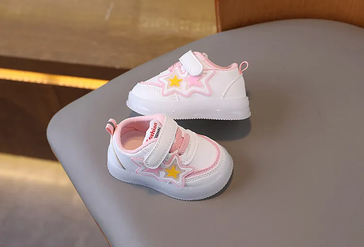 Toddler Light Up Shoes - Baby First Walking Sneakers - Soft Sole Non-Slip - Infant Boys Girls - Spring Autumn White Shoes - 0-2 Years showcase 9