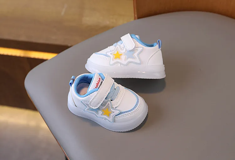 Toddler Light Up Shoes - Baby First Walking Sneakers - Soft Sole Non-Slip - Infant Boys Girls - Spring Autumn White Shoes - 0-2 Years showcase 11