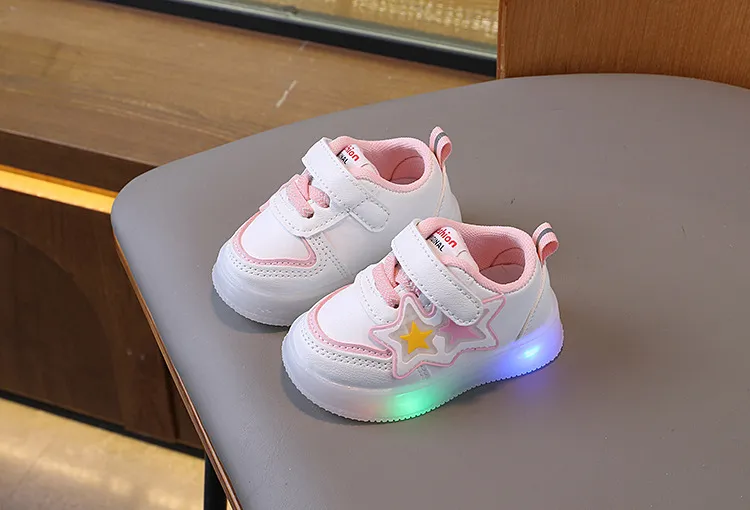 Toddler Light Up Shoes - Baby First Walking Sneakers - Soft Sole Non-Slip - Infant Boys Girls - Spring Autumn White Shoes - 0-2 Years showcase 7