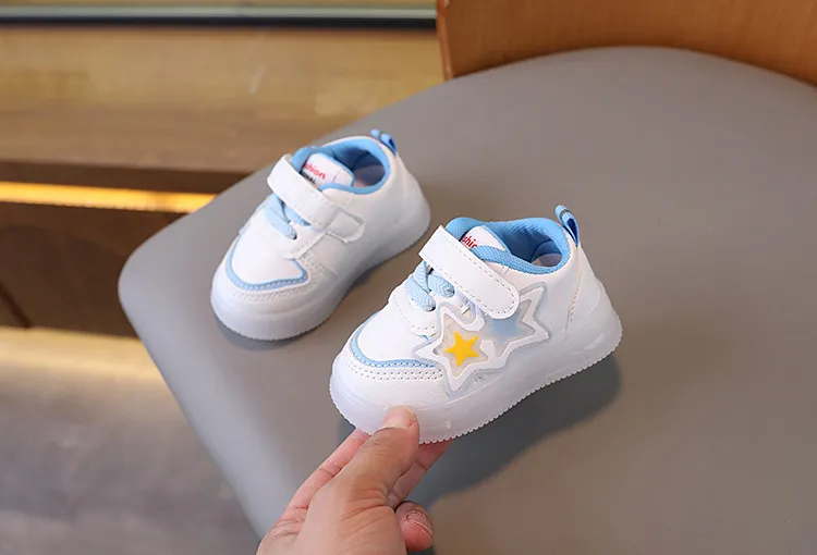 Toddler Light Up Shoes - Baby First Walking Sneakers - Soft Sole Non-Slip - Infant Boys Girls - Spring Autumn White Shoes - 0-2 Years showcase 12