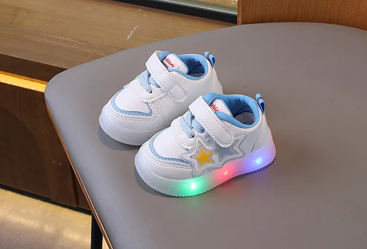 Toddler Light Up Shoes - Baby First Walking Sneakers - Soft Sole Non-Slip - Infant Boys Girls - Spring Autumn White Shoes - 0-2 Years showcase 10