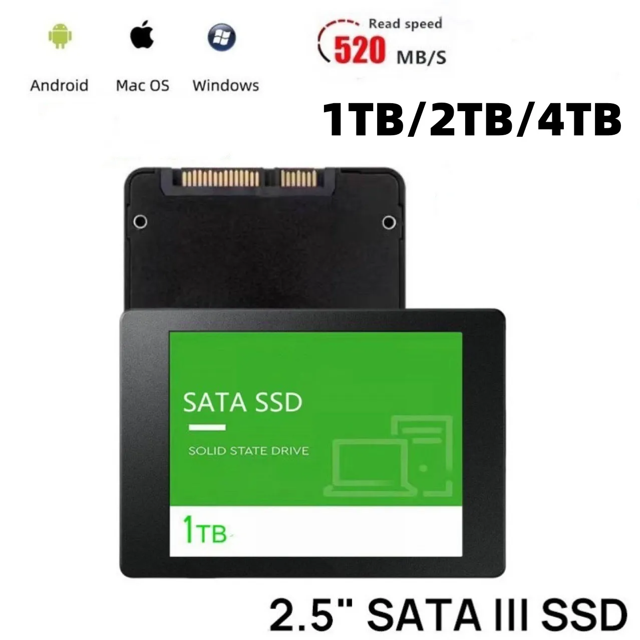 1TB 2TB 4TB SATA III Internal Solid State Drive SSD for Laptop Desktop PC - High Speed Data Storage Upgrade