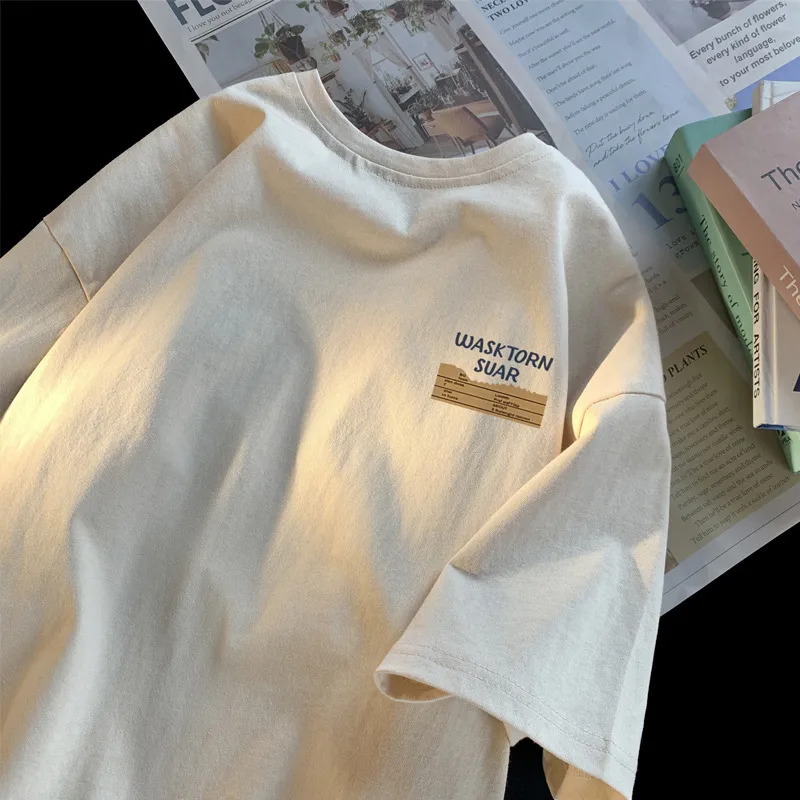 Men's Short Sleeve Cotton T-Shirt - Summer Fashion, Trendy All-Match Hong Kong Japanese American Casual Style thumbnail 1