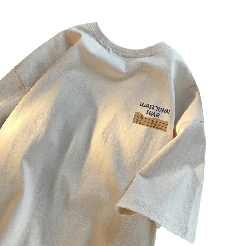 Men's Short Sleeve Cotton T-Shirt - Summer Fashion, Trendy All-Match Hong Kong Japanese American Casual Style thumbnail 5