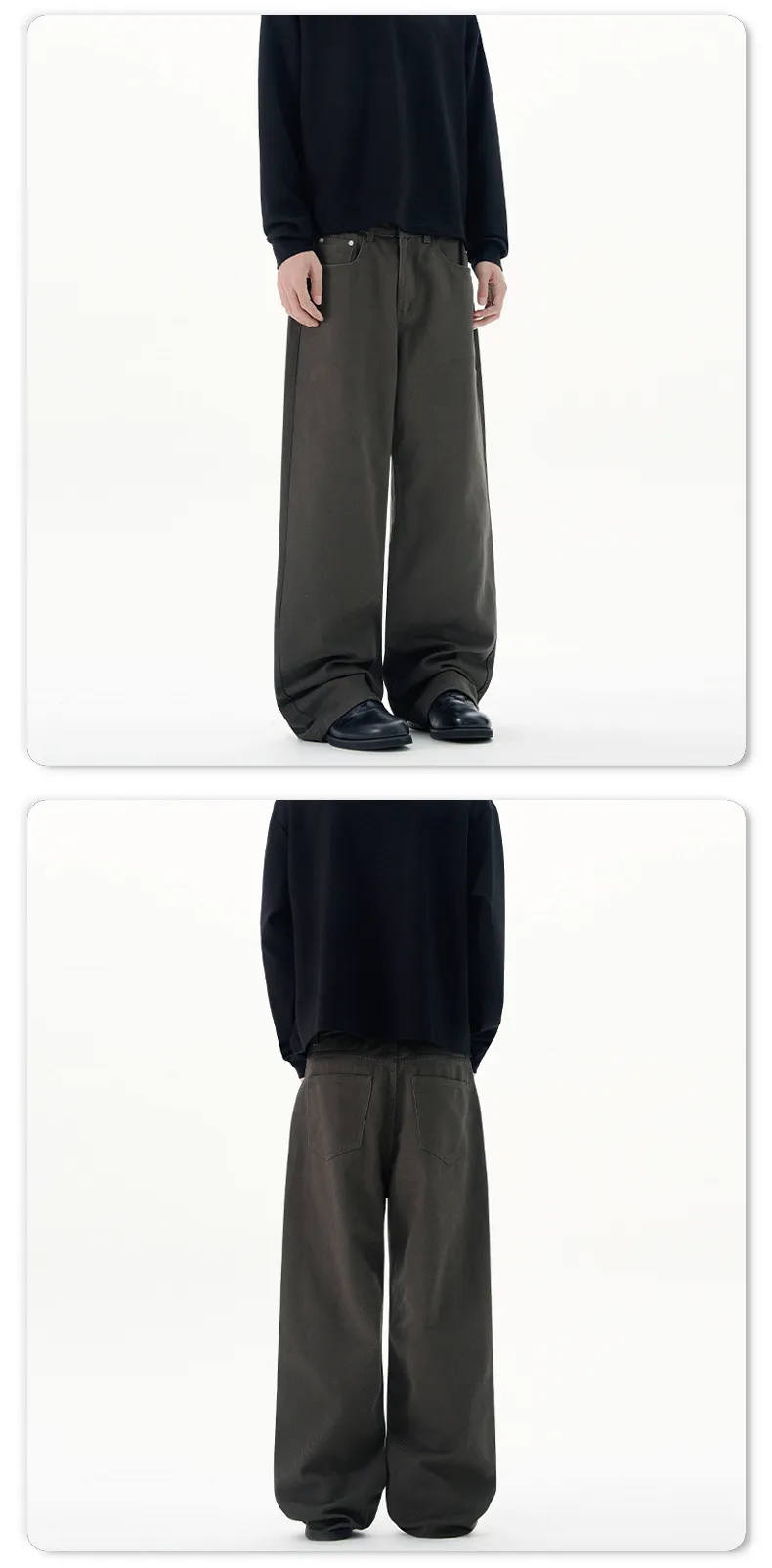 Men's Basic Simple Versatile Solid Color Jeans High-End Drapey Wide-Leg Straight Casual Pants for Men, Comfortable and Stylish showcase 20
