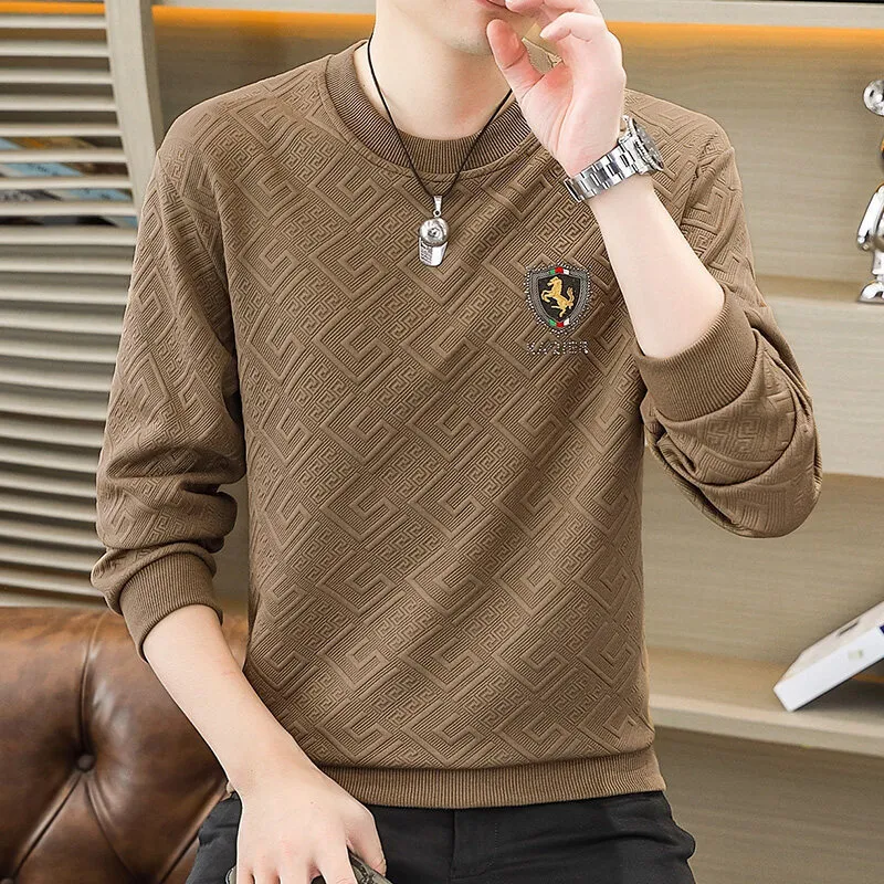 Men's Long Sleeve Base Layer T-Shirt - Casual Autumn Undershirt for Outerwear - Breathable Cotton Blend - Ideal for Spring/Autumn thumbnail 1