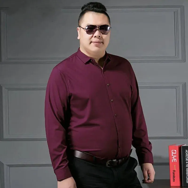 Men's Plus Size Dress Shirt, Casual Long Sleeve Button Down Shirt for Big and Tall Men, Comfortable Fit, Business or Everyday Wear, White thumbnail 2
