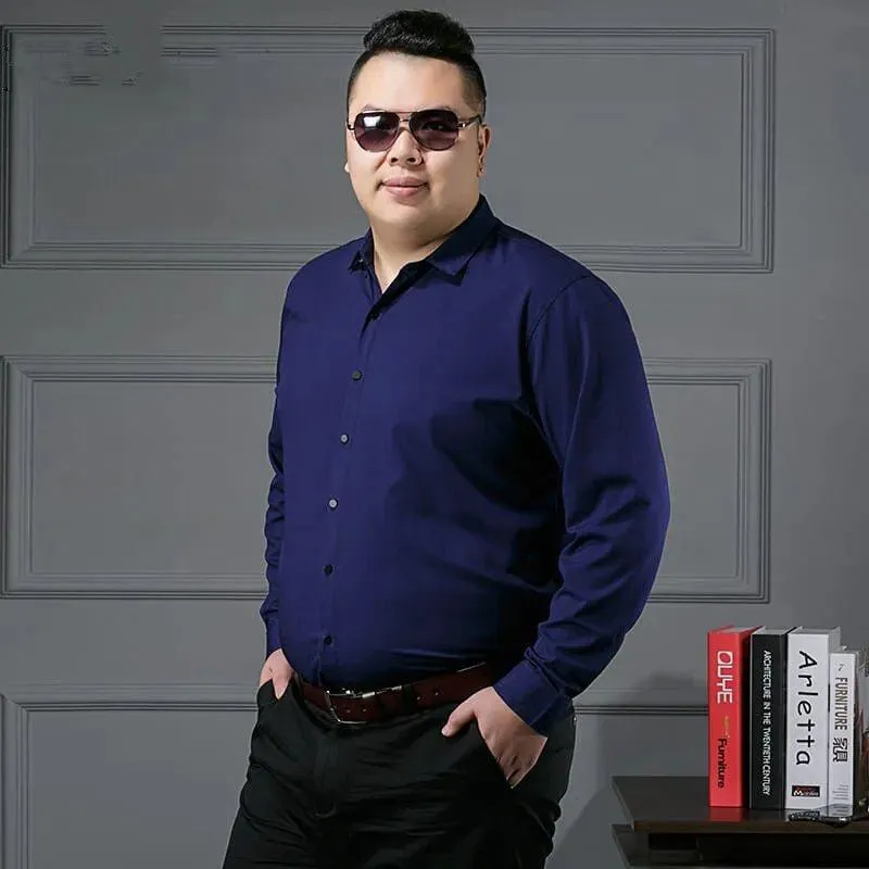 Men's Plus Size Dress Shirt, Casual Long Sleeve Button Down Shirt for Big and Tall Men, Comfortable Fit, Business or Everyday Wear, White thumbnail 3