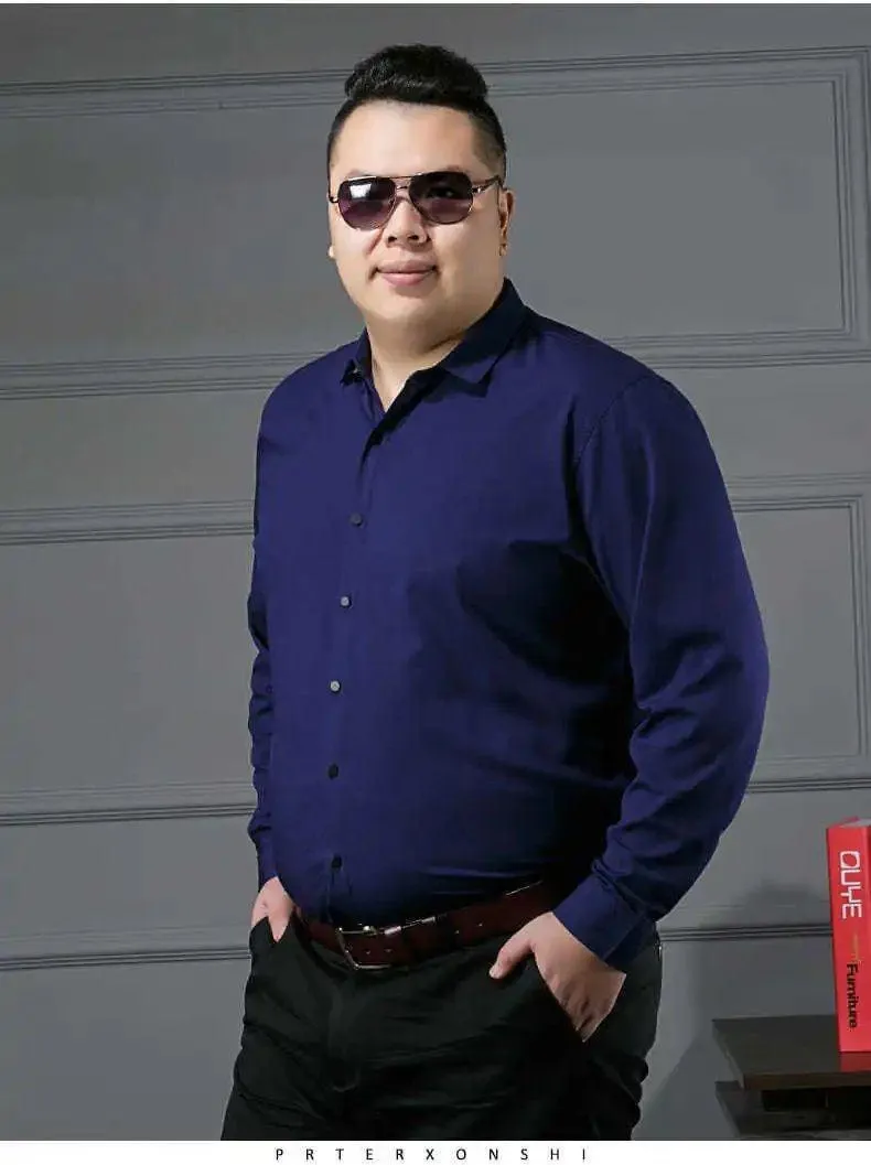 Men's Plus Size Dress Shirt, Casual Long Sleeve Button Down Shirt for Big and Tall Men, Comfortable Fit, Business or Everyday Wear, White showcase 7