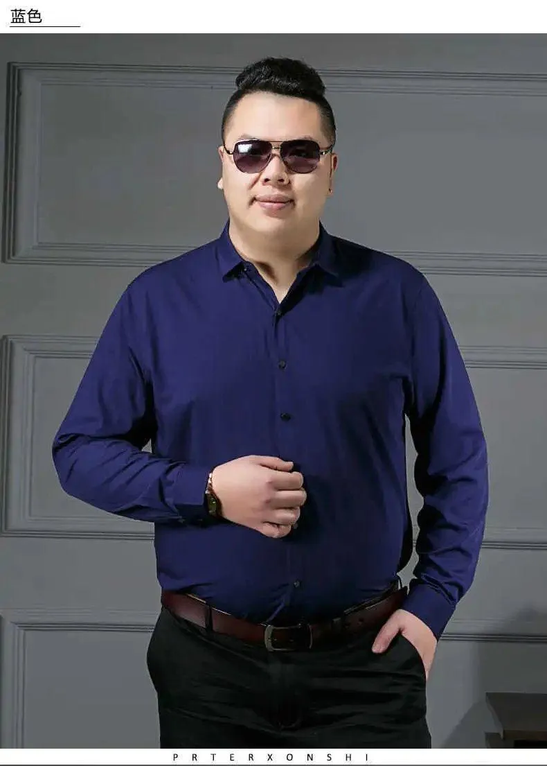 Men's Plus Size Dress Shirt, Casual Long Sleeve Button Down Shirt for Big and Tall Men, Comfortable Fit, Business or Everyday Wear, White showcase 6