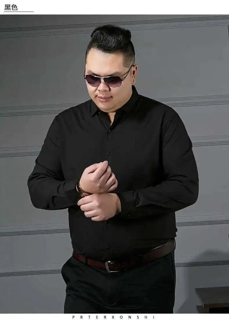 Men's Plus Size Dress Shirt, Casual Long Sleeve Button Down Shirt for Big and Tall Men, Comfortable Fit, Business or Everyday Wear, White showcase 9