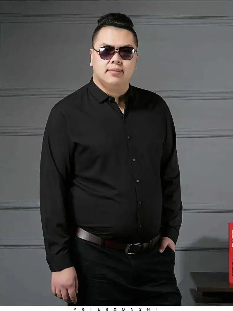 Men's Plus Size Dress Shirt, Casual Long Sleeve Button Down Shirt for Big and Tall Men, Comfortable Fit, Business or Everyday Wear, White showcase 10