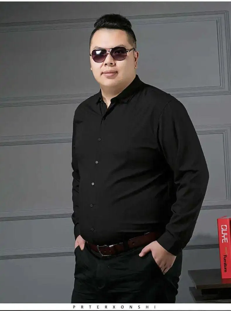 Men's Plus Size Dress Shirt, Casual Long Sleeve Button Down Shirt for Big and Tall Men, Comfortable Fit, Business or Everyday Wear, White showcase 11