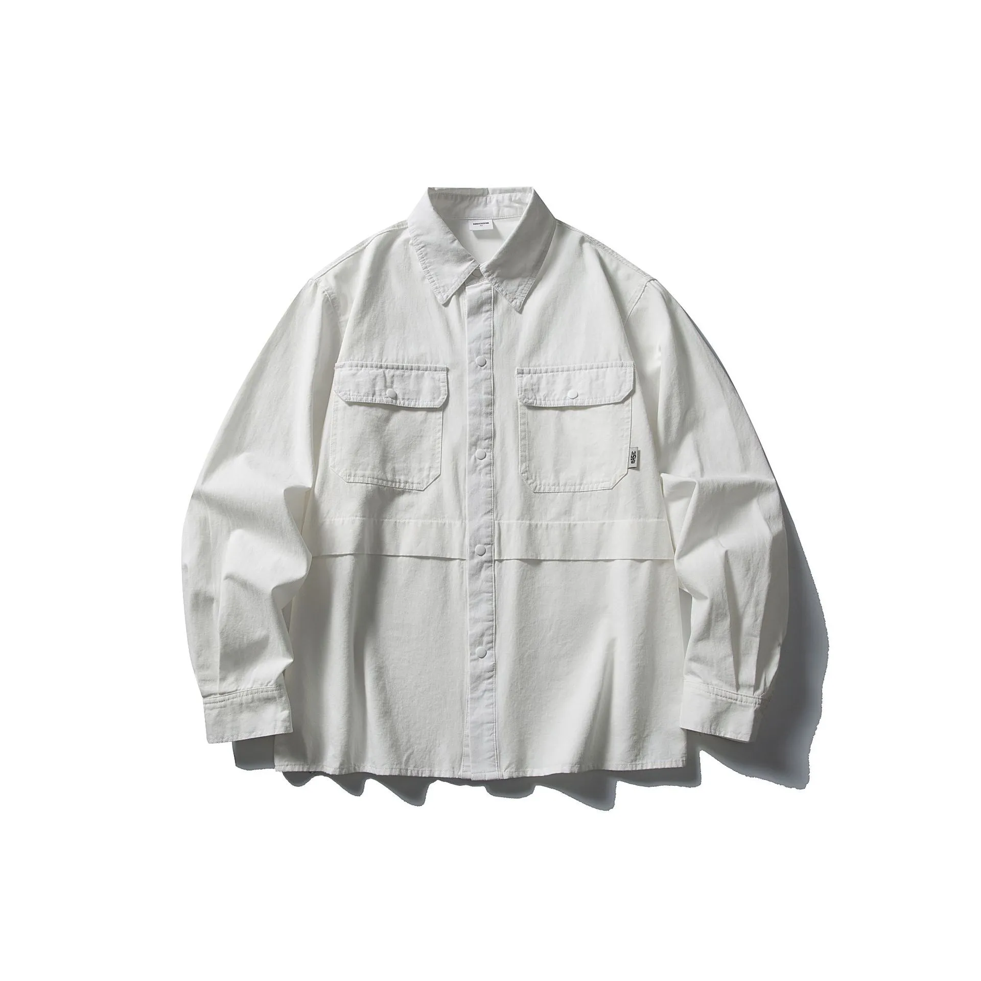 Men's Japanese Military Style Patchwork Work Shirt - Autumn Commuting Long Sleeve Shirt Jacket with Double Pockets - Casual Silhouette thumbnail 7