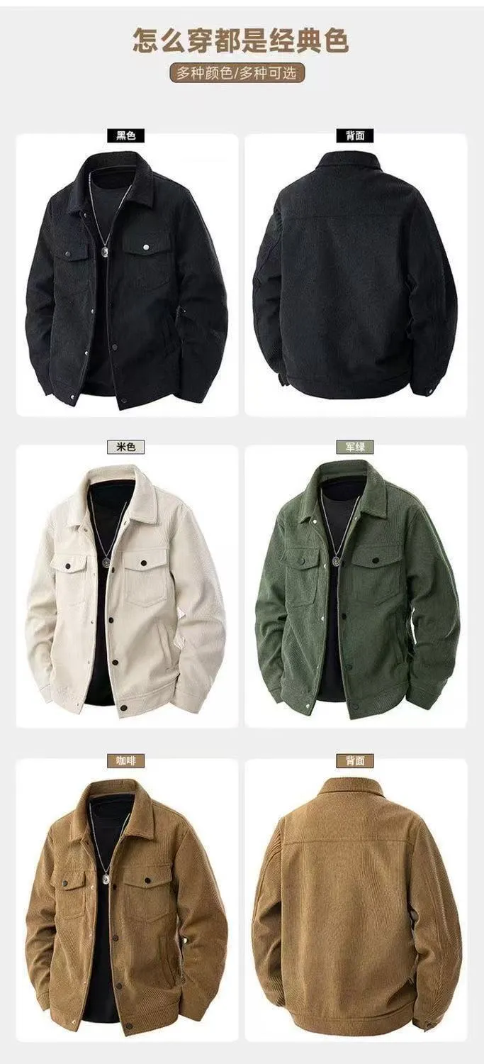 Men's Retro Japanese Casual Jacket Trendy Lapel Workwear Top Versatile Outerwear for Spring Autumn Fashion showcase 2