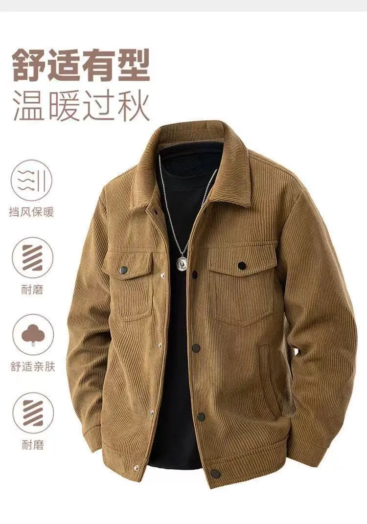 Men's Retro Japanese Casual Jacket Trendy Lapel Workwear Top Versatile Outerwear for Spring Autumn Fashion showcase 3