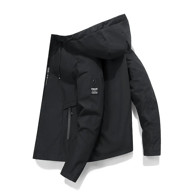 Men's Spring Autumn Hooded Jacket - Korean Style Casual Trendy Top - Lightweight Windbreaker for Youth Fashion thumbnail 7