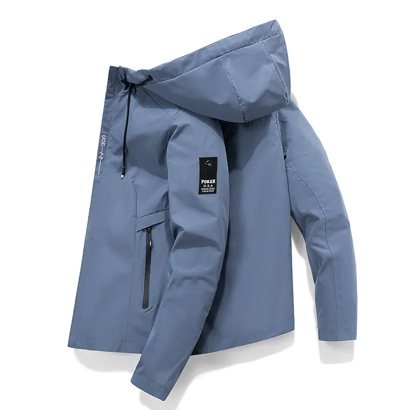 Men's Spring Autumn Hooded Jacket - Korean Style Casual Trendy Top - Lightweight Windbreaker for Youth Fashion thumbnail 6