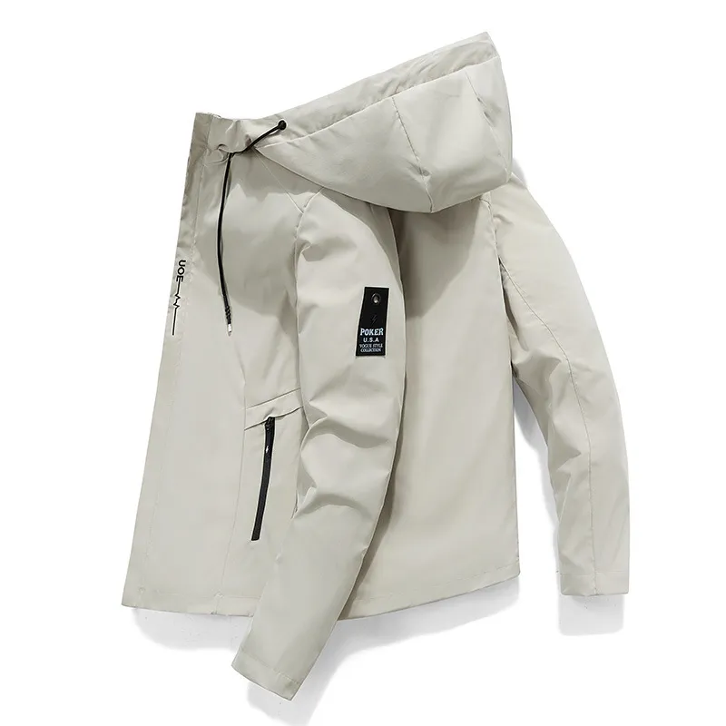 Men's Spring Autumn Hooded Jacket - Korean Style Casual Trendy Top - Lightweight Windbreaker for Youth Fashion thumbnail 2