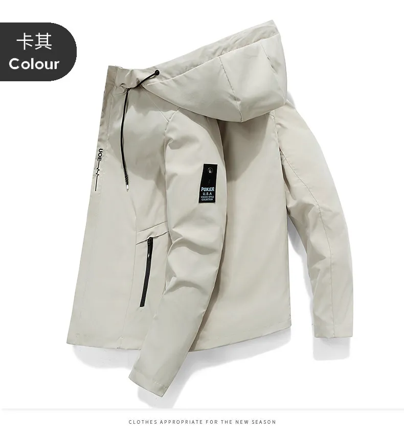 Men's Spring Autumn Hooded Jacket - Korean Style Casual Trendy Top - Lightweight Windbreaker for Youth Fashion showcase 9