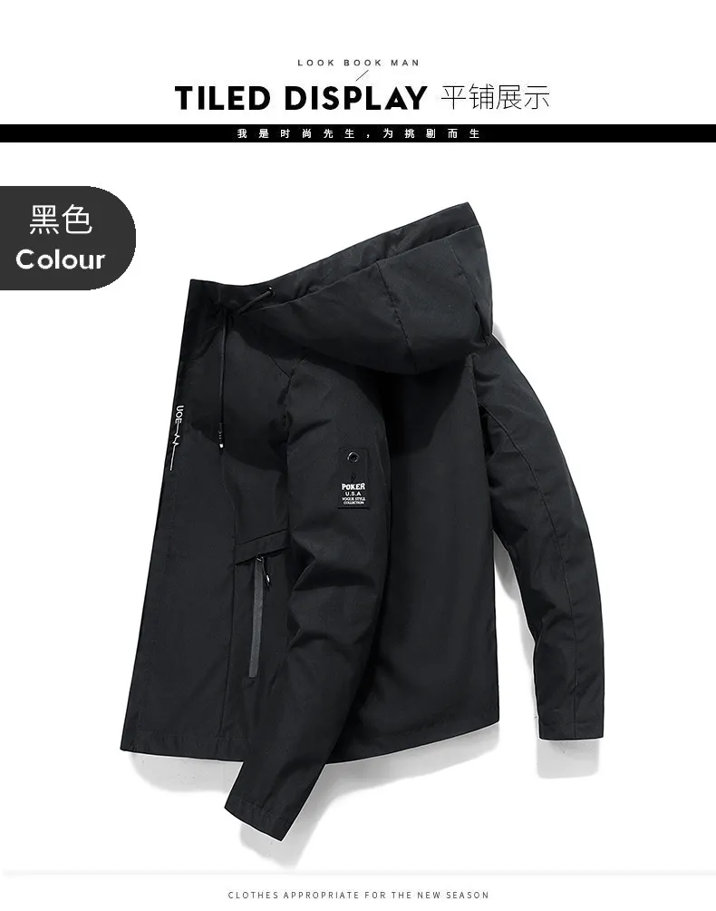 Men's Spring Autumn Hooded Jacket - Korean Style Casual Trendy Top - Lightweight Windbreaker for Youth Fashion showcase 7