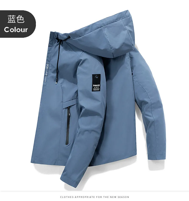 Men's Spring Autumn Hooded Jacket - Korean Style Casual Trendy Top - Lightweight Windbreaker for Youth Fashion showcase 8