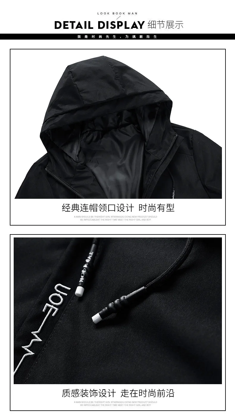 Men's Spring Autumn Hooded Jacket - Korean Style Casual Trendy Top - Lightweight Windbreaker for Youth Fashion showcase 10